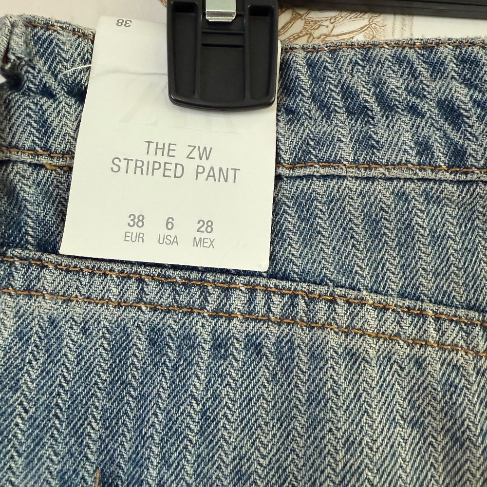 ZARA Collection Mid-Rise Straight Leg Stripe Jeans – Modern Classic - Picture 7 of 10